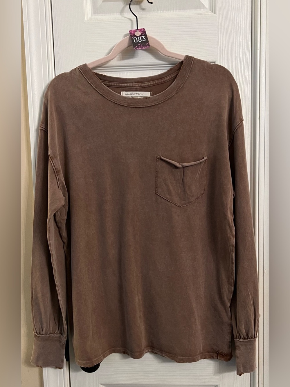 We The Free Brown Long-Sleeve Pocket Tee